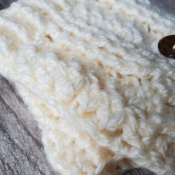 Hand Crafted Chunky Knit Crochet Cream Colored Boot Cuffs - Picture 6 of 8